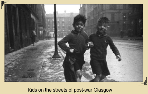 two young boys on the streets of post-war Glasgow